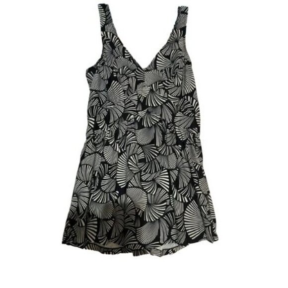 Azul Women's One Piece Bathing Suit Dress Style Black & White Seashells Size 18 - Picture 1 of 8